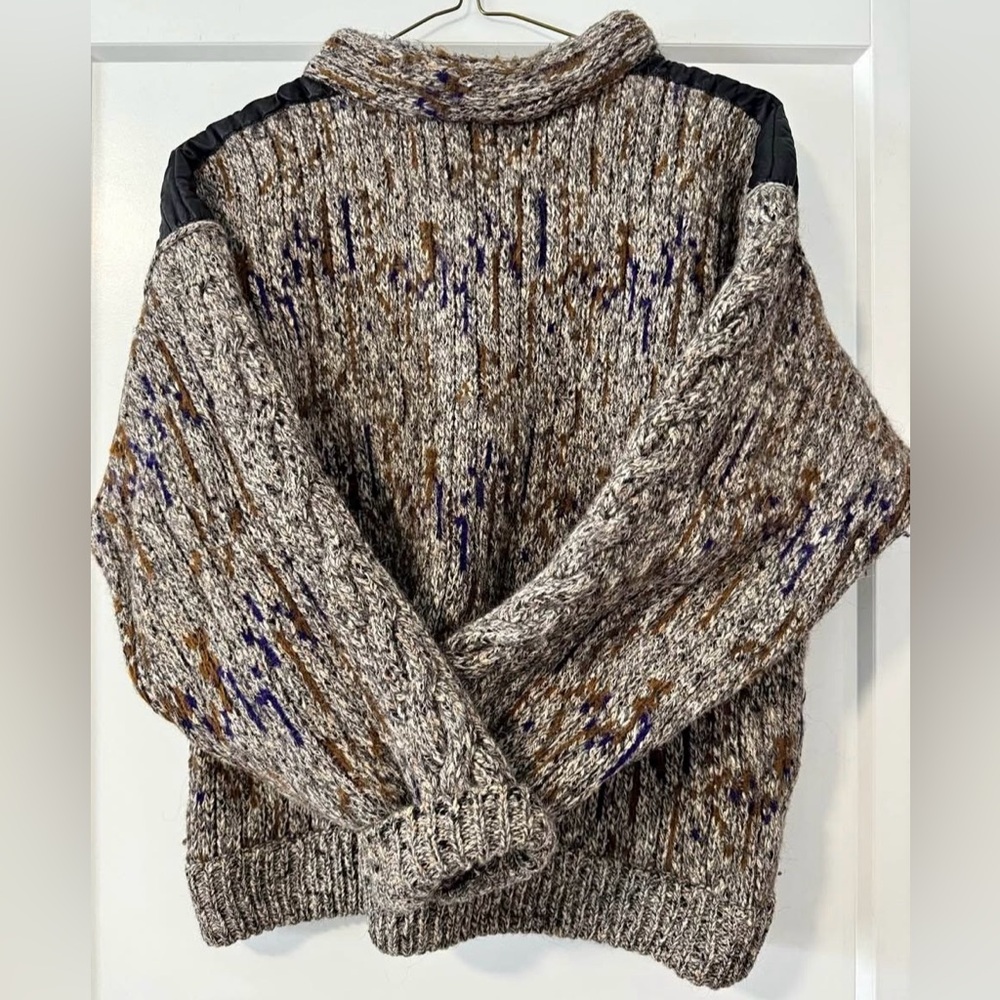 Vintage Alpaca Fisherman Sweater with leather accents